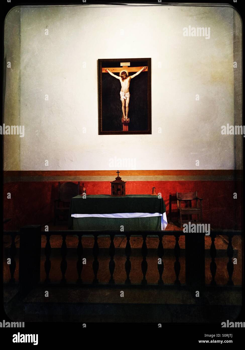 Inside the church at Mission San Luis in Tallahassee Florida Stock Photo
