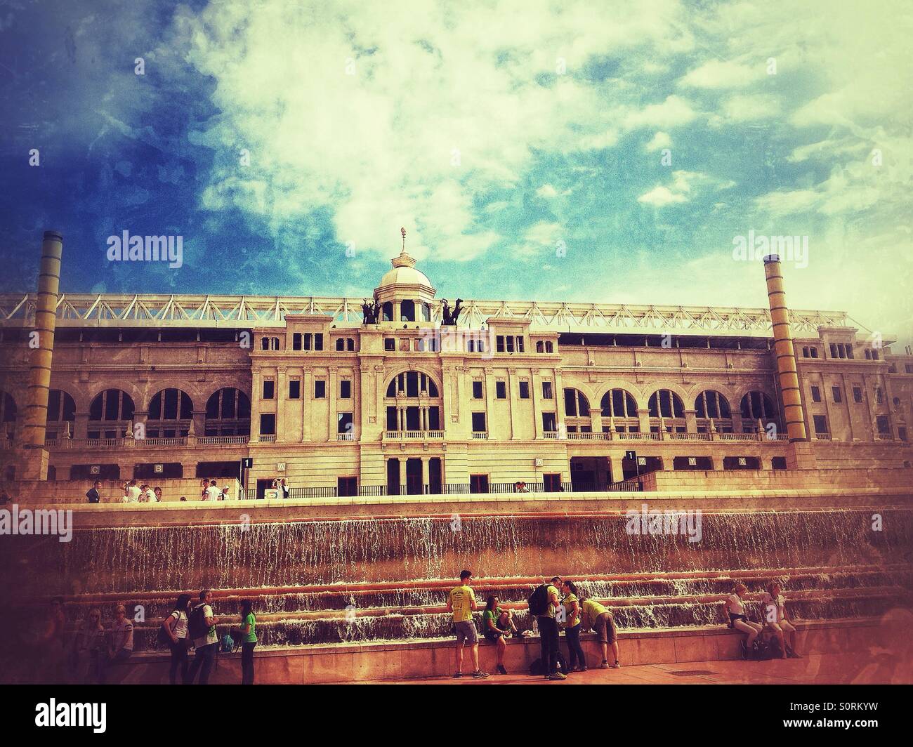 View of the Olympic Stadium Lluis Companys in Barcelona, Spain Stock Photo