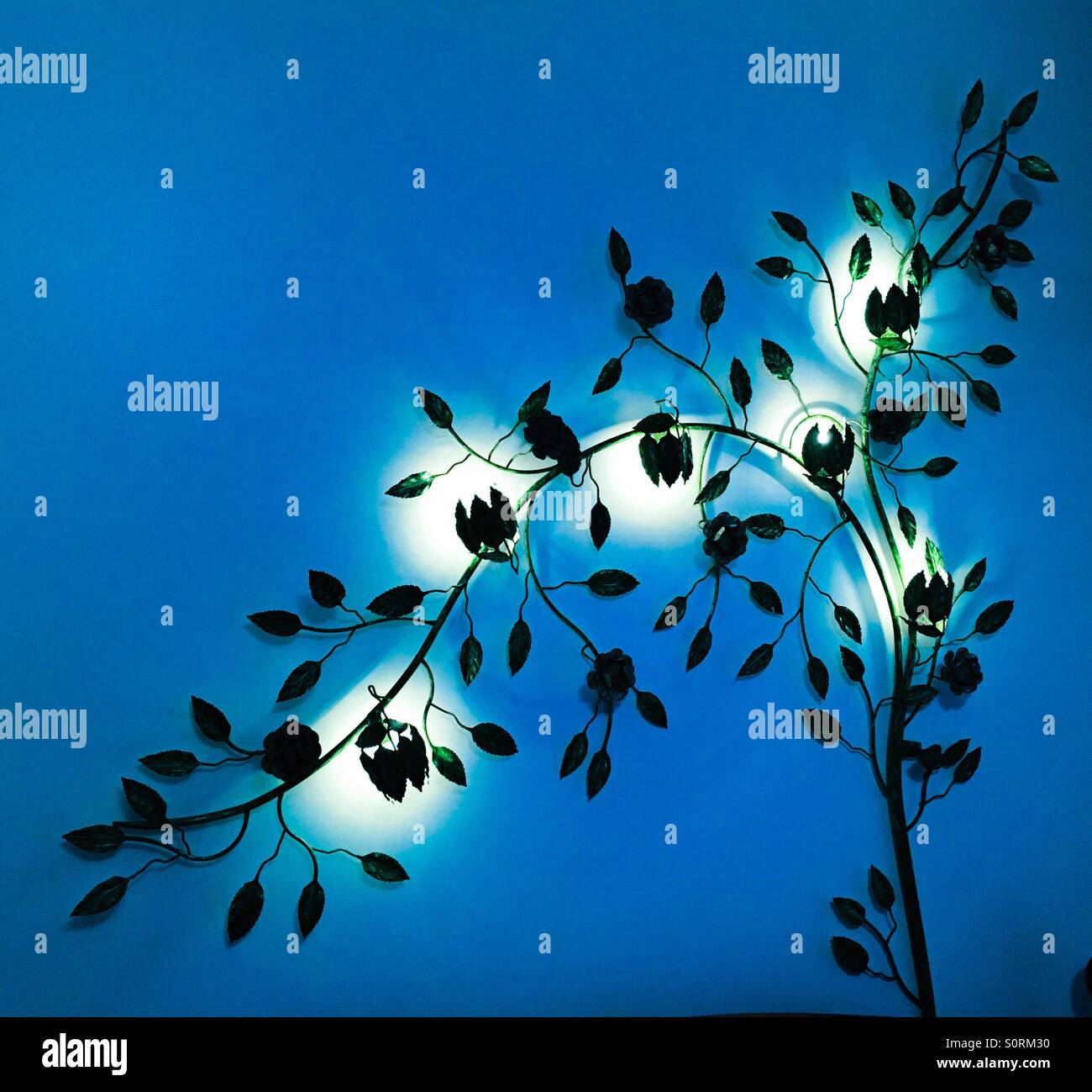 Vintage metal wall sculpture with lights Stock Photo Alamy