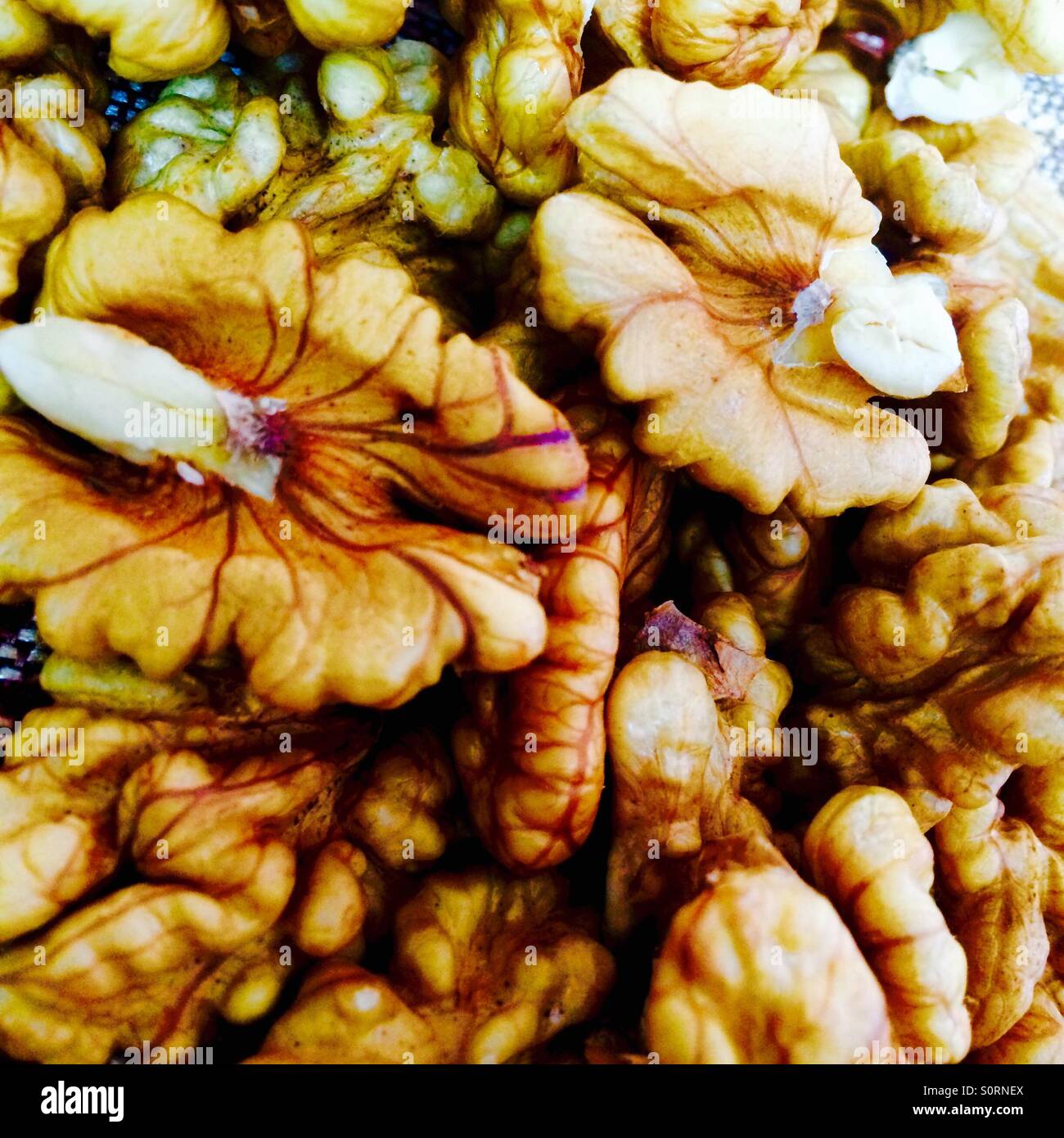 walnuts are the best example that teaches not everything in this world is the same from inside as they appear From outside Stock Photo