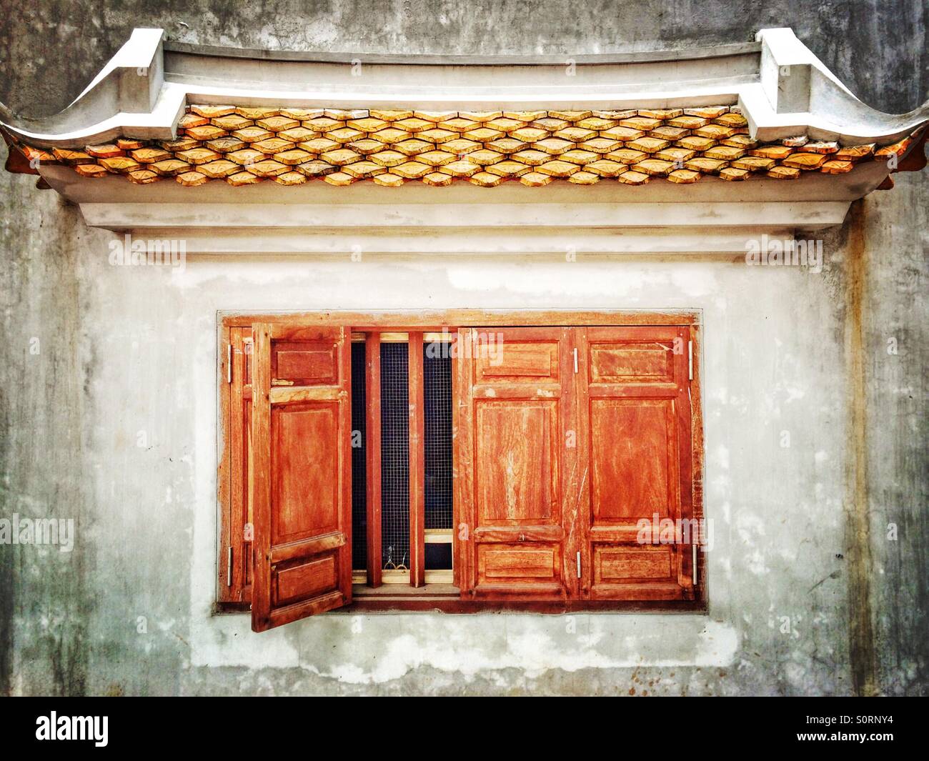 Vietnamese architecture at the One Pillar Pagoda, Hanoi, Vietnam - Smartphone Captured Stock Image