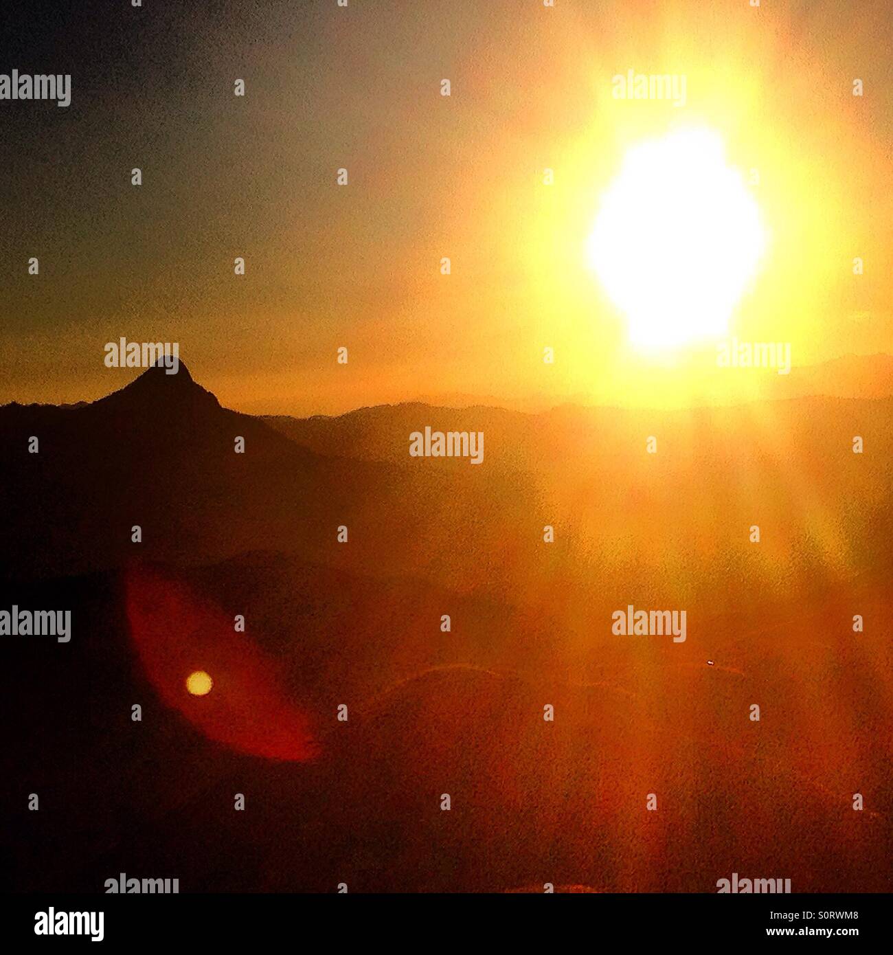 An optical effect in the form of an eye seen in a picture taken with an iphone in La Union, Sultepec , Mexico State, Mexico - Smartphone Captured Stock Image