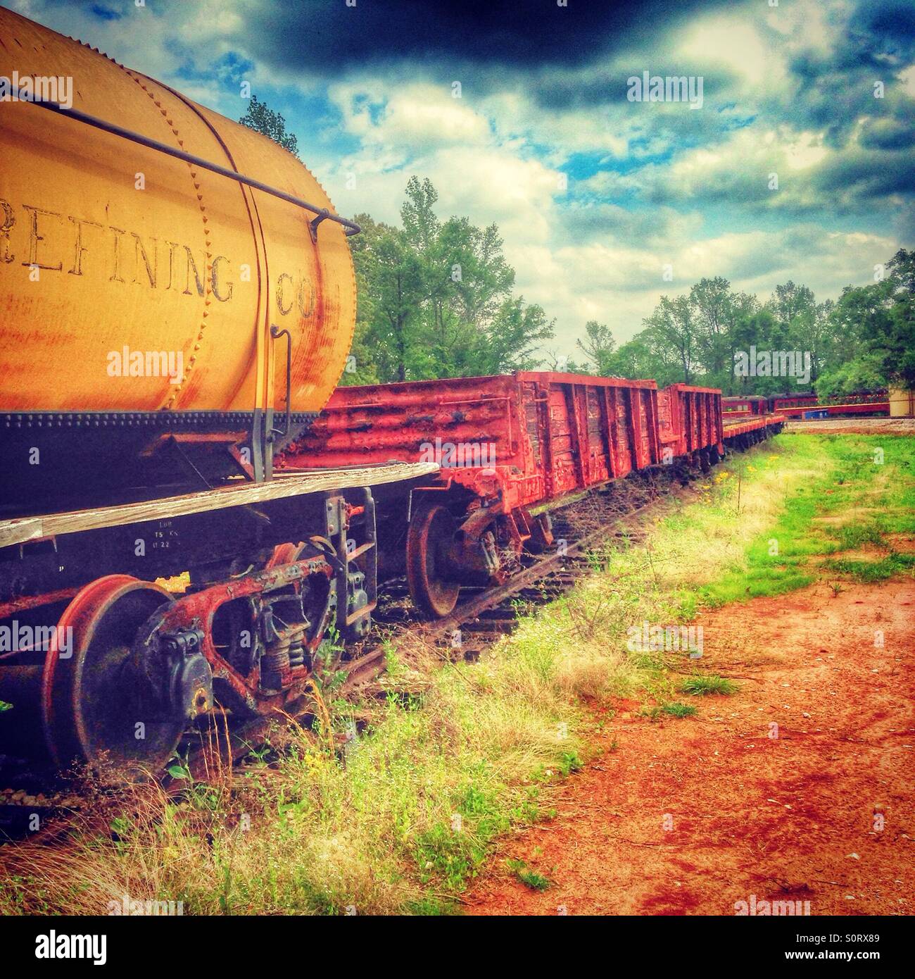 Old railcars Stock Photo