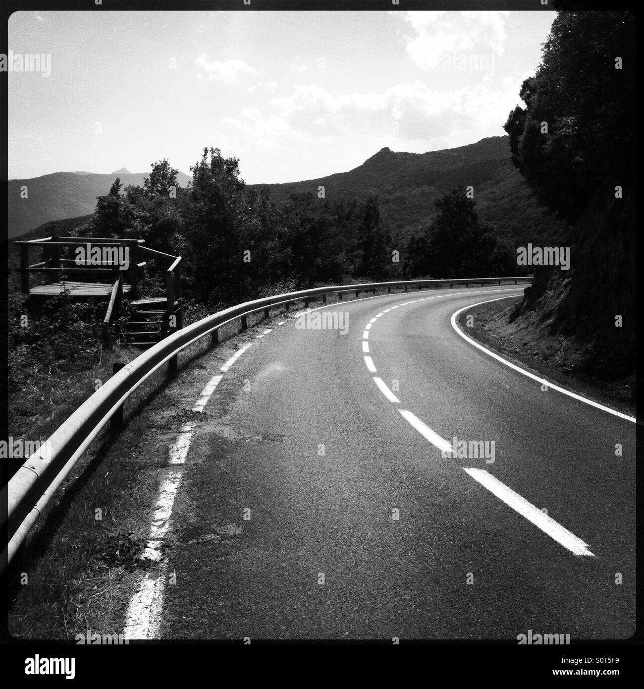 Winding roads through the Pyrenees Stock Photo