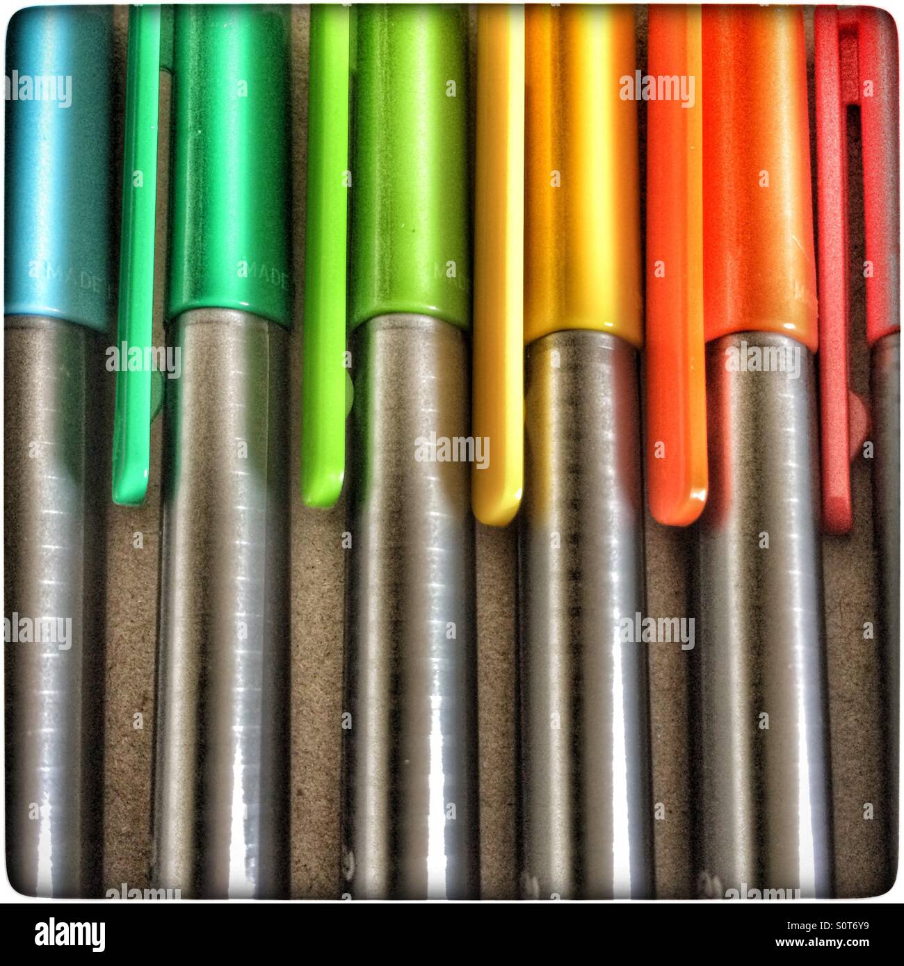 Fineliner pens. - Smartphone Captured Stock Image