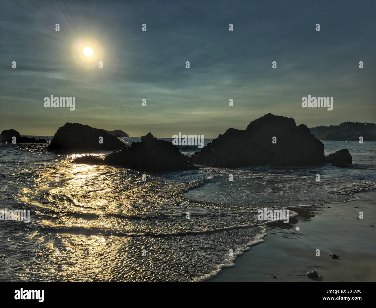 Costa Rican beach at sunset - Smartphone Captured Stock Image