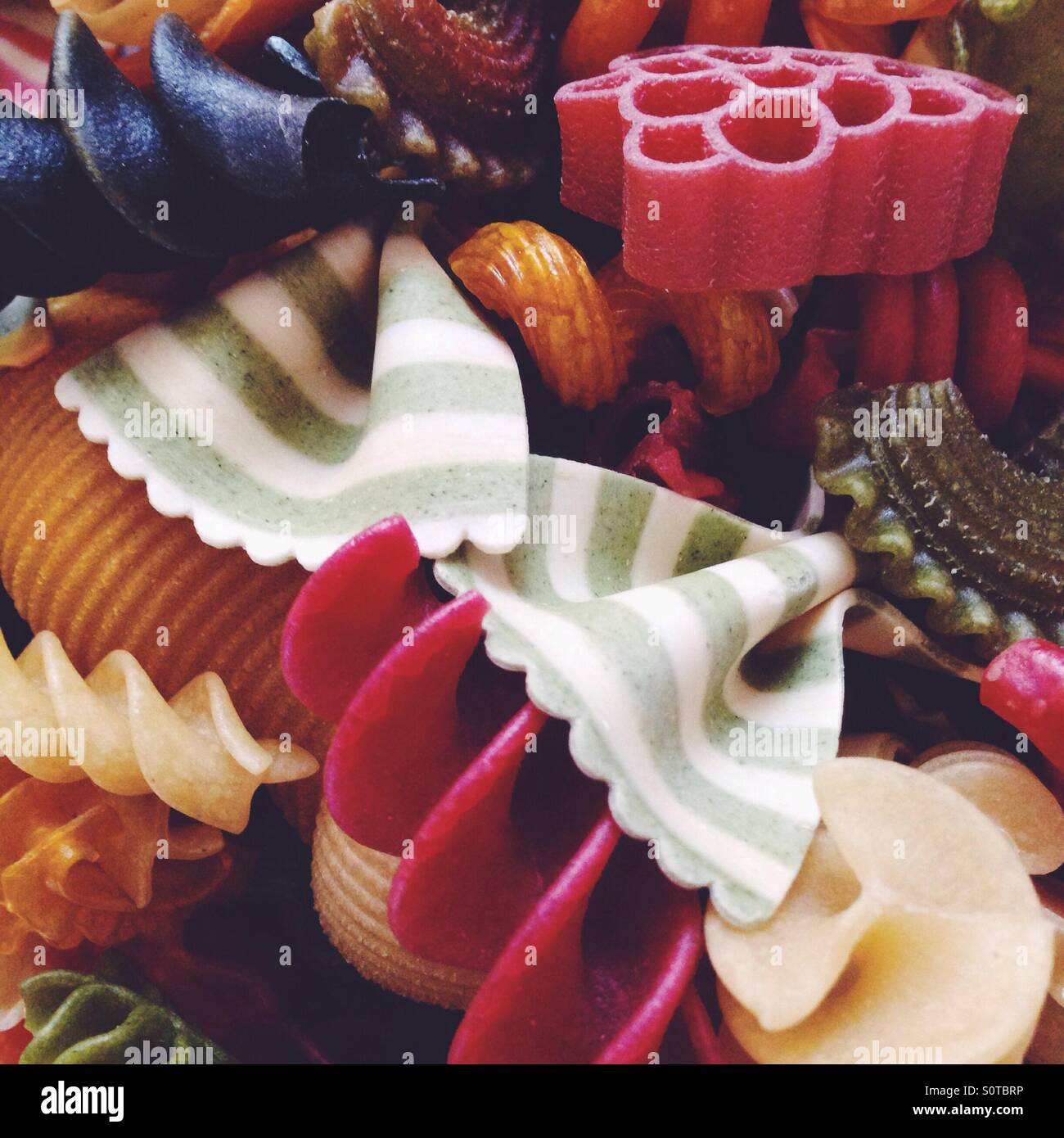 Colourful pasta abstract, uncooked - Smartphone Captured Stock Image