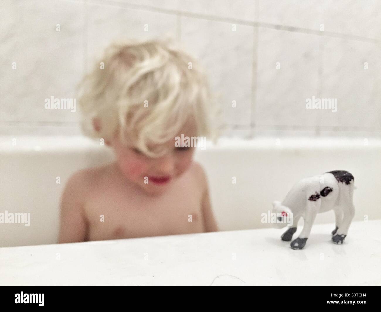Boy in the bath Stock Photo