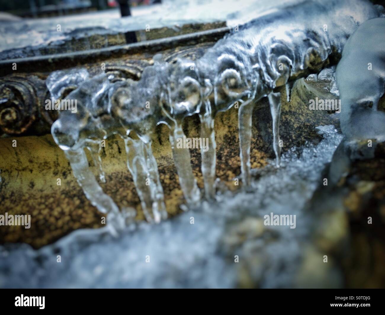 Ice on a fountain - Smartphone Captured Stock Image