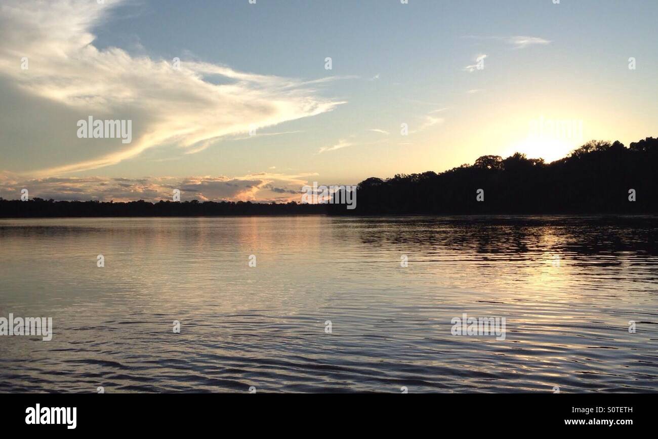 Amazon river sunset Stock Photo