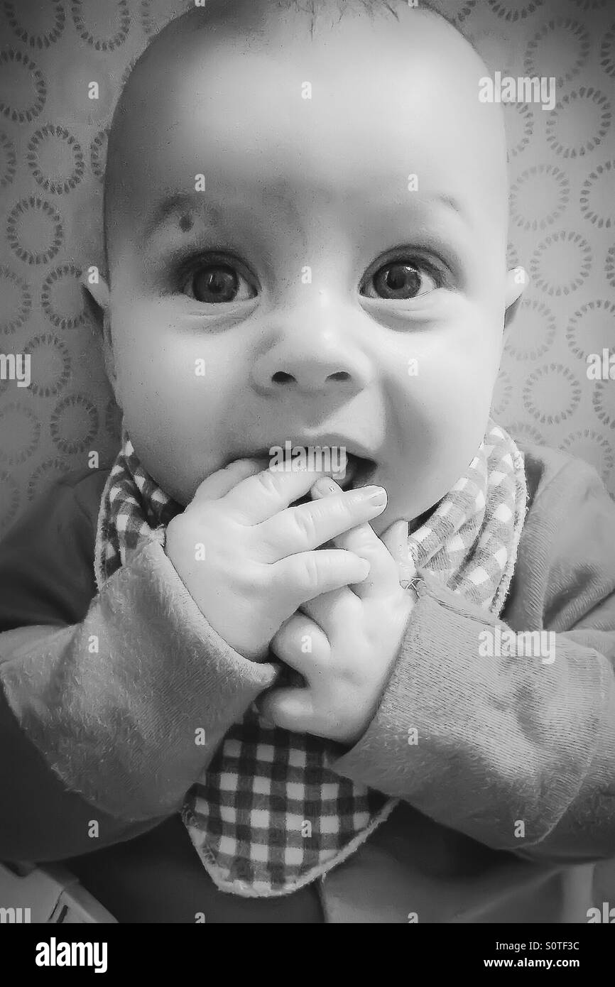 Baby smiling Black and White Stock Photos & Images Alamy