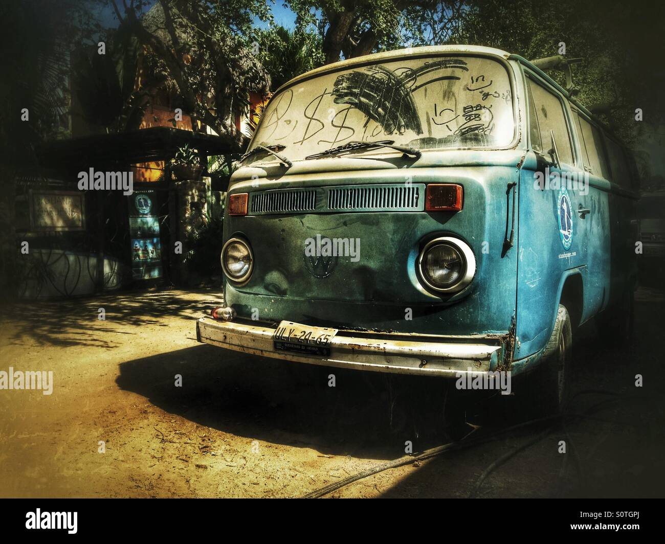 Dusty old VW van. Sayulita, Mexico. Stock Photo