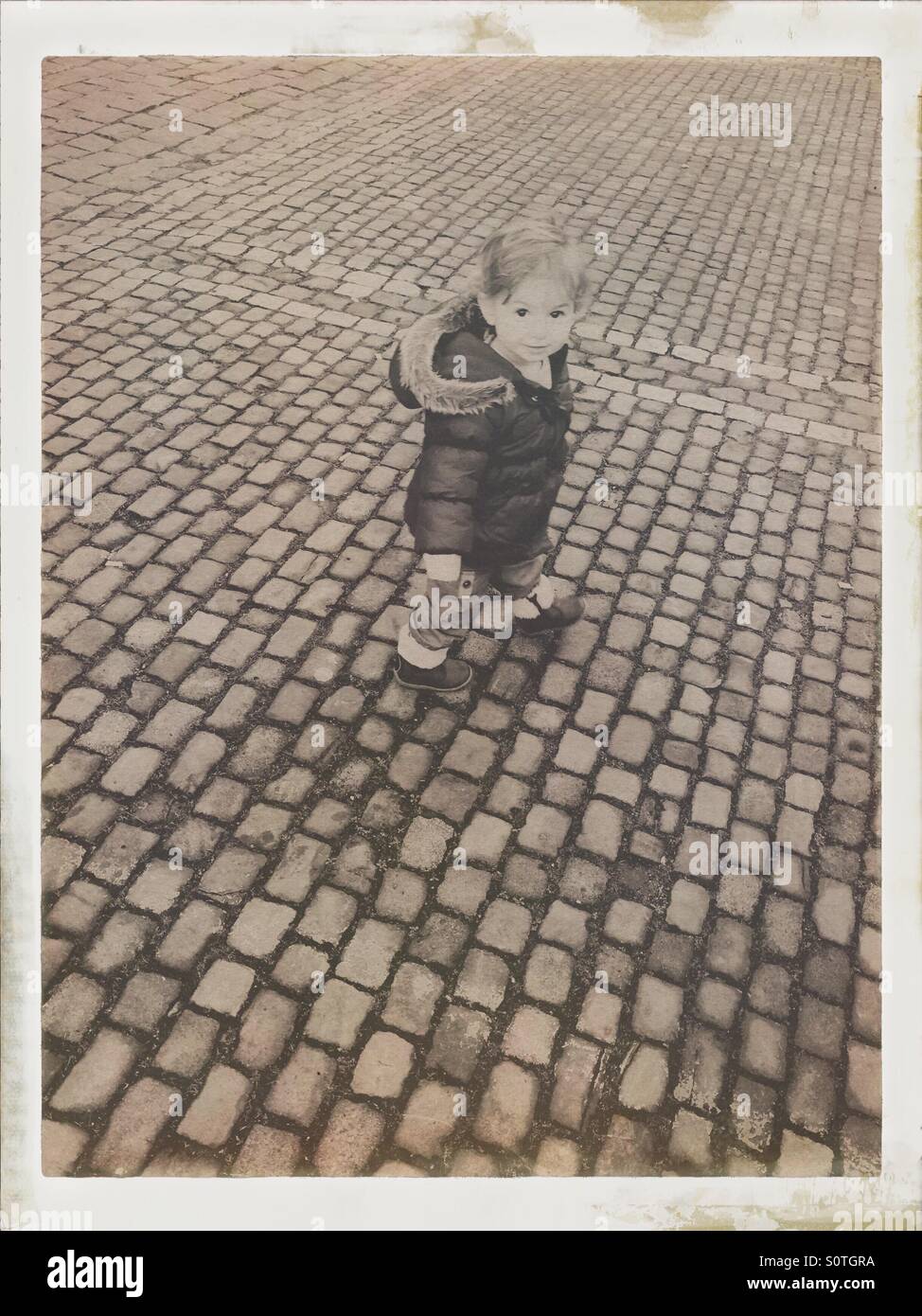 Toddler walking - Smartphone Captured Stock Image