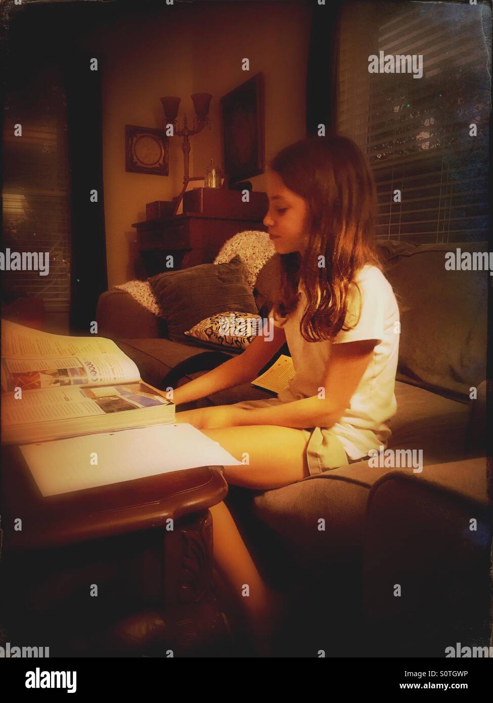 Girl studying - Smartphone Captured Stock Image