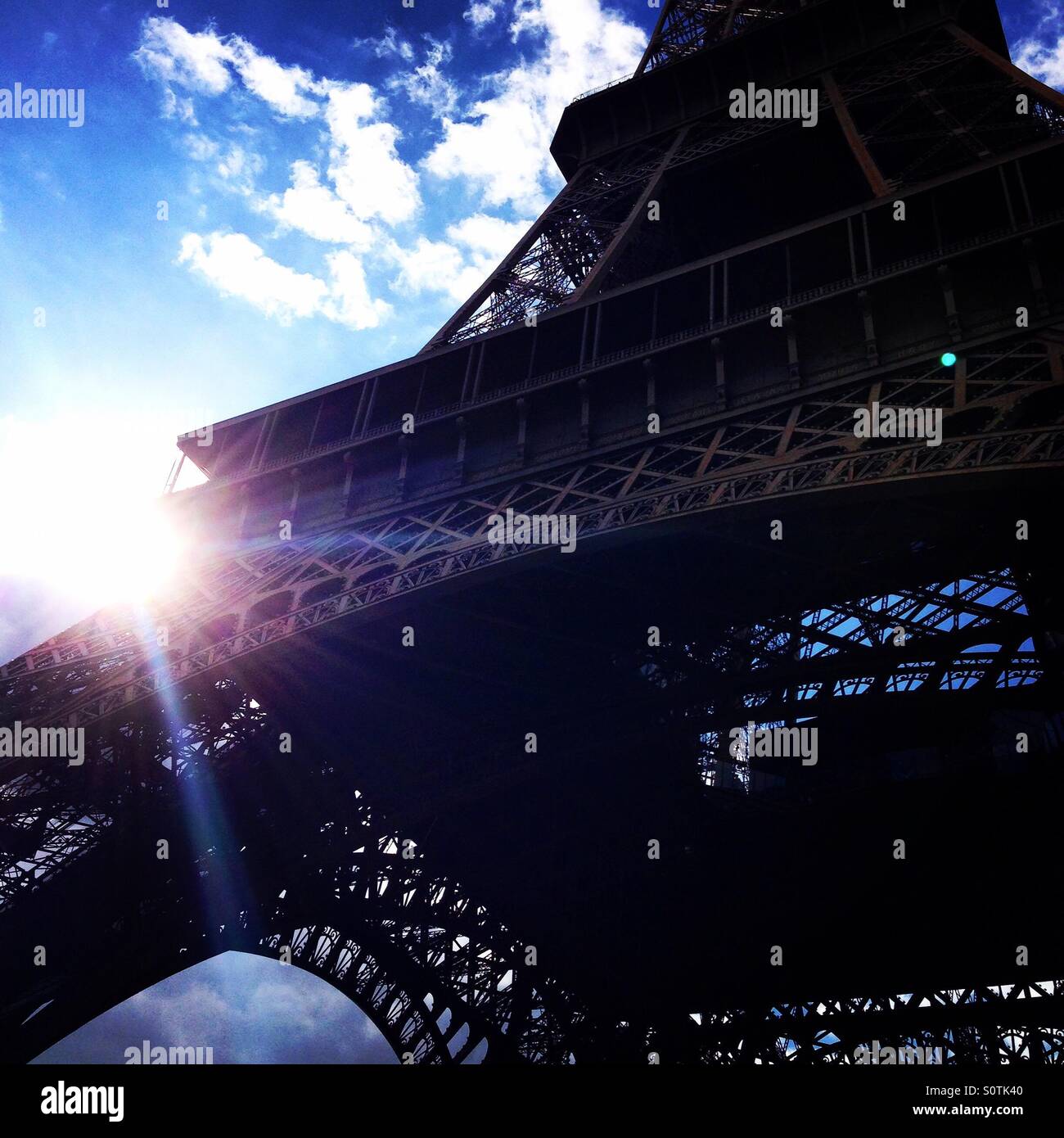 Sunshine and the Eiffel Tower, Paris - Smartphone Captured Stock Image