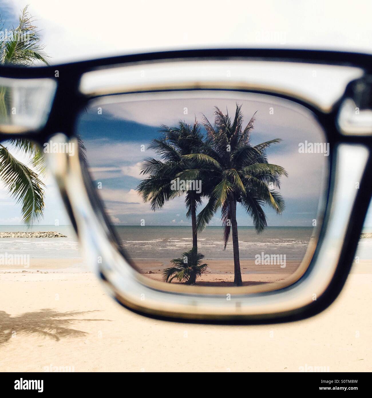 eyeglasses beach view Stock Photo