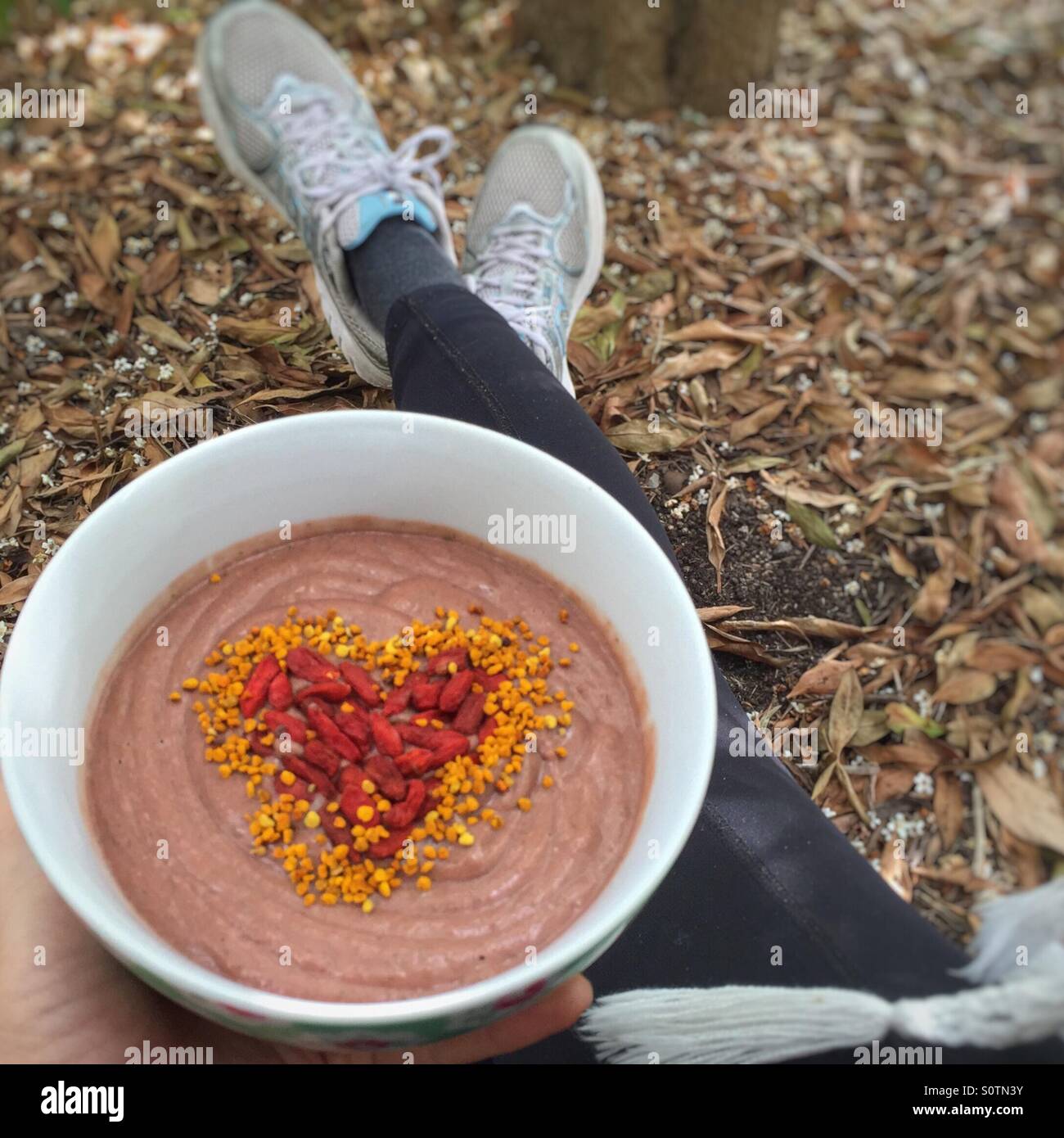 Smoothie bowl post work out Stock Photo