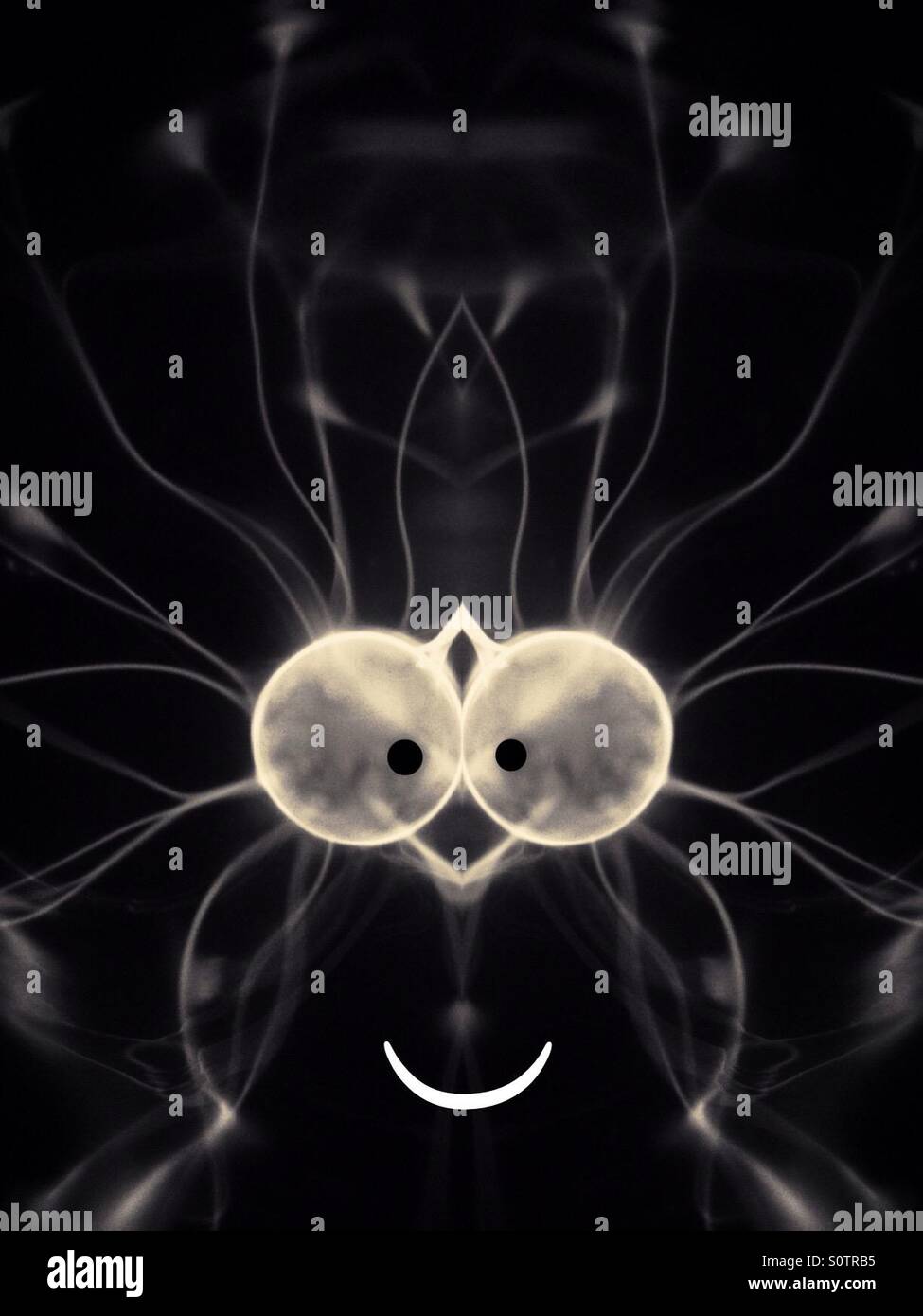 Abstract symmetrical cartoon image of plasma ball - Smartphone Captured Stock Image