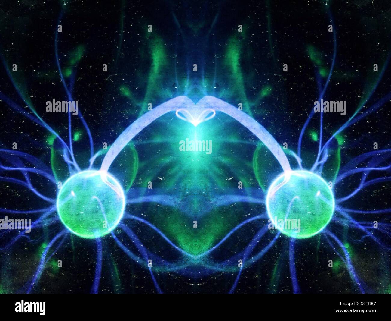 Symmetrical image of a plasma ball - Smartphone Captured Stock Image