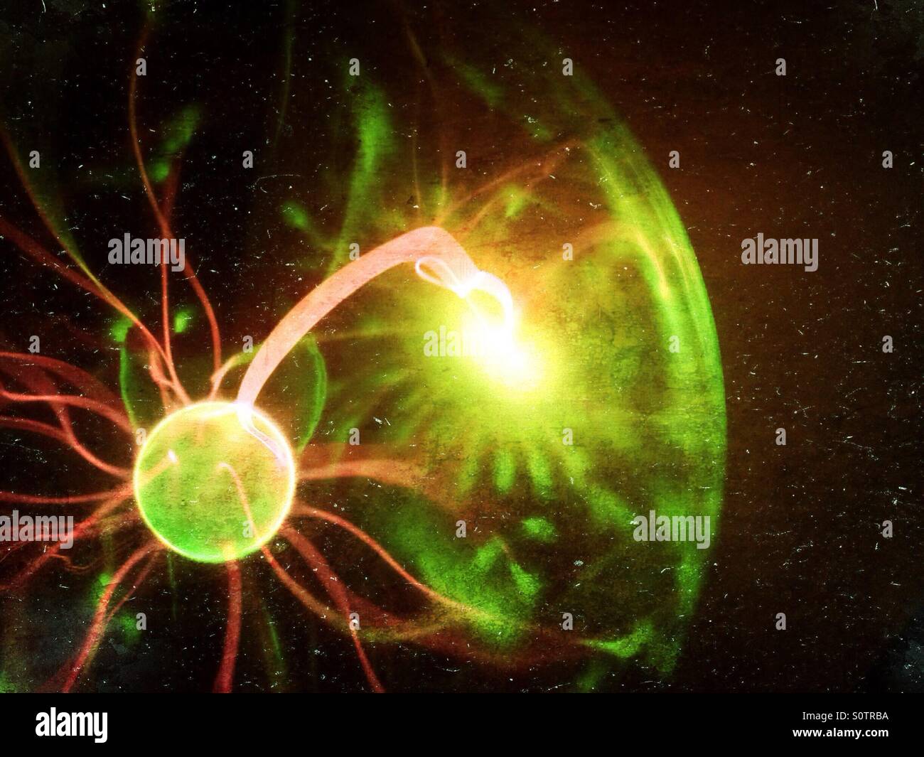 Plasma ball with colours changed - Smartphone Captured Stock Image
