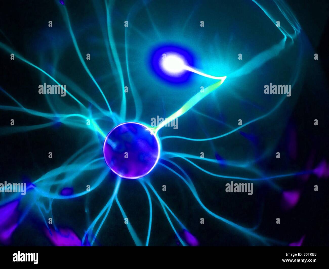 Plasma ball with colours changed - Smartphone Captured Stock Image