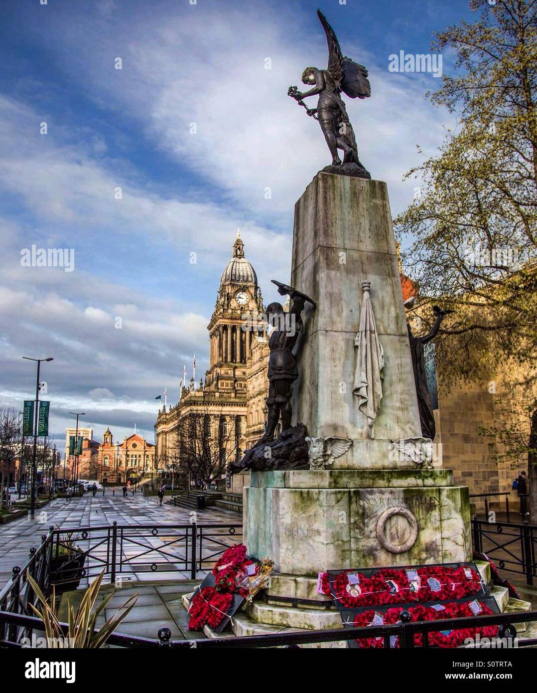 Leeds Town Hall and War Memorial. - Smartphone Captured Stock Image