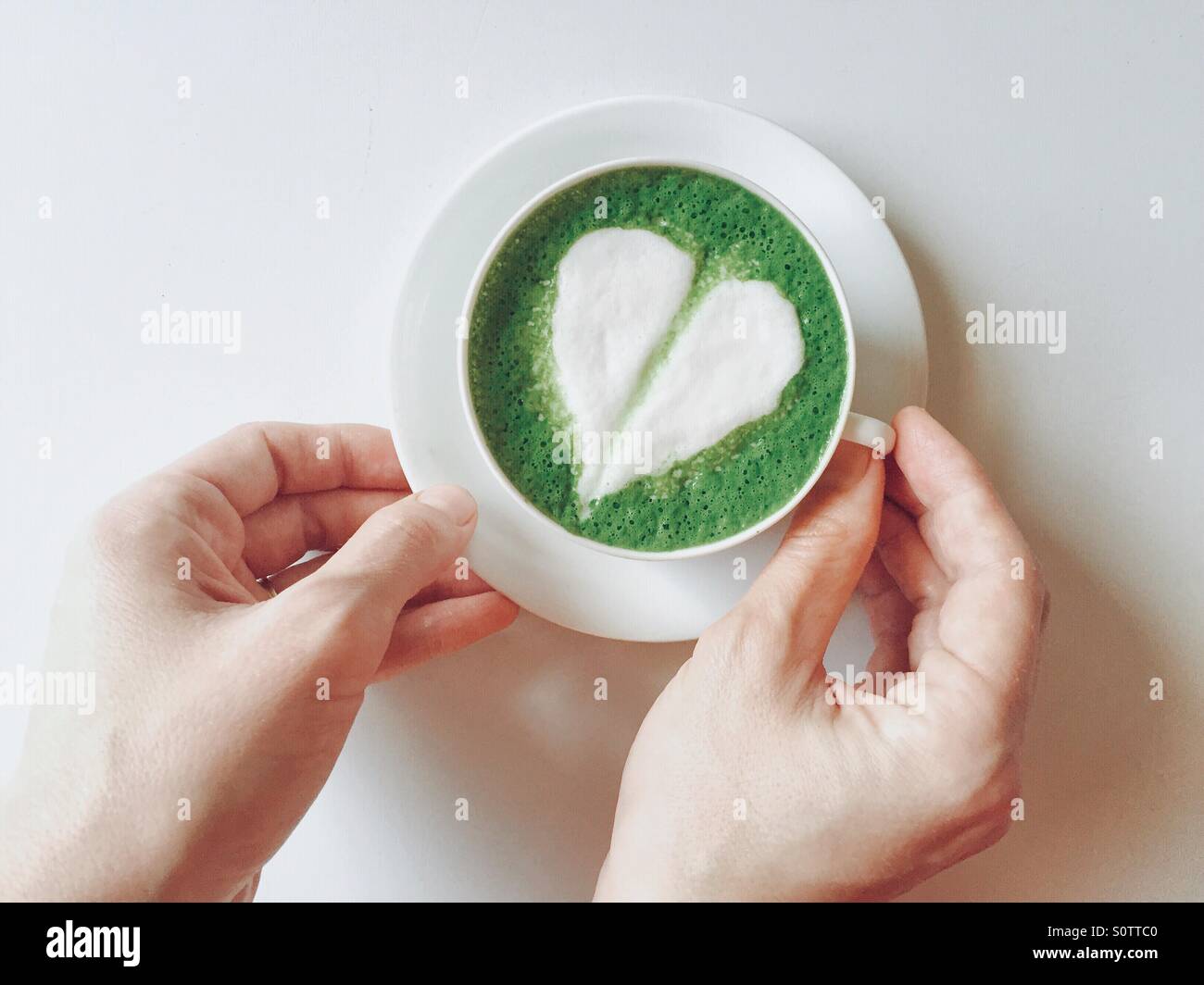 Matcha latte love Stock Photo