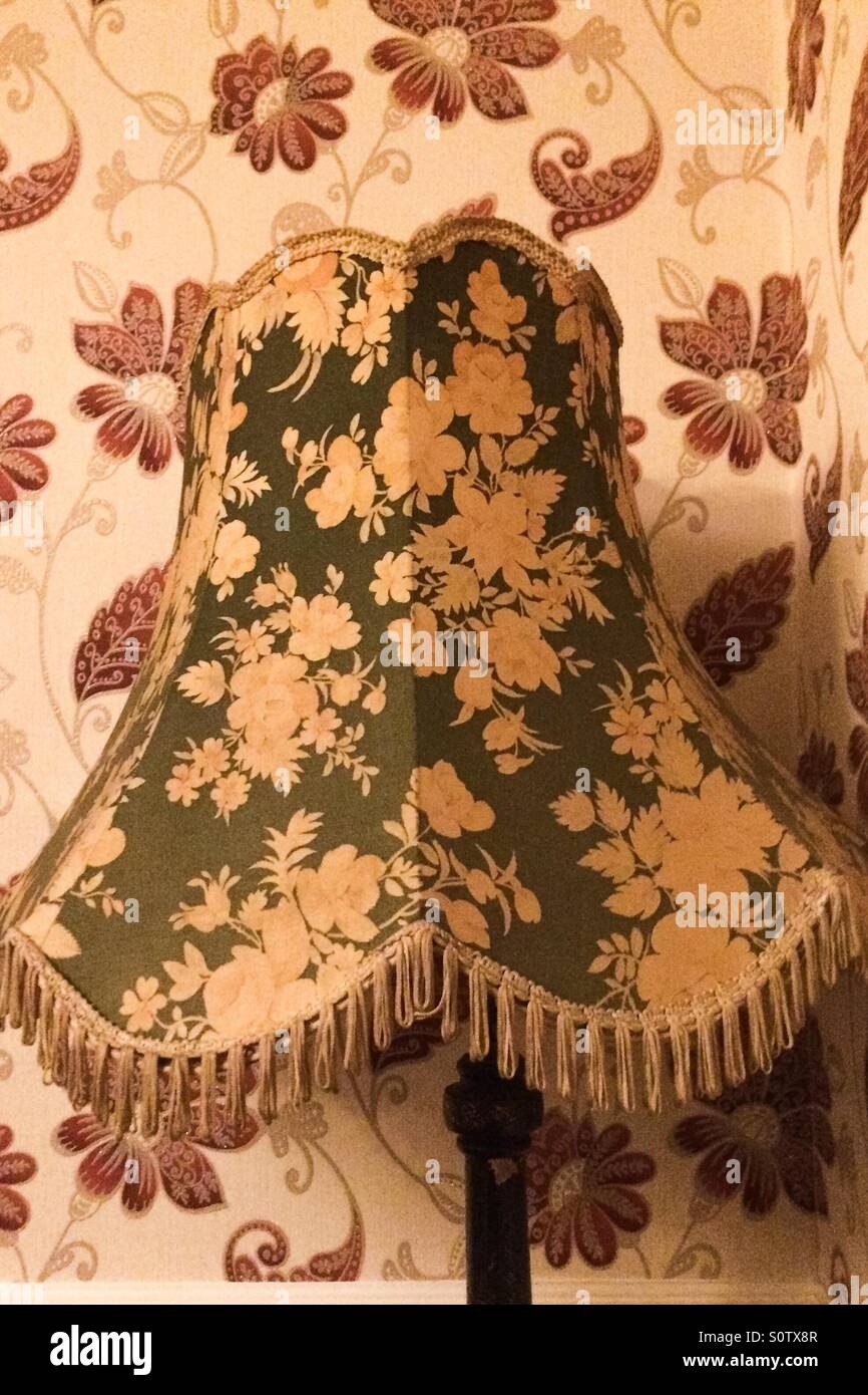 Lampshade and wallpaper Stock Photo Alamy