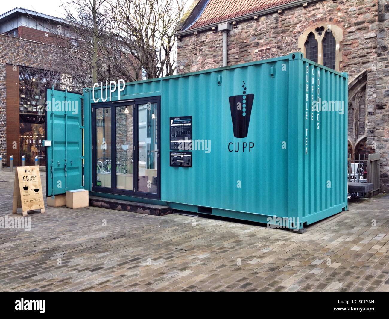 A café in a shipping container in Bristol, England Stock Photo Alamy