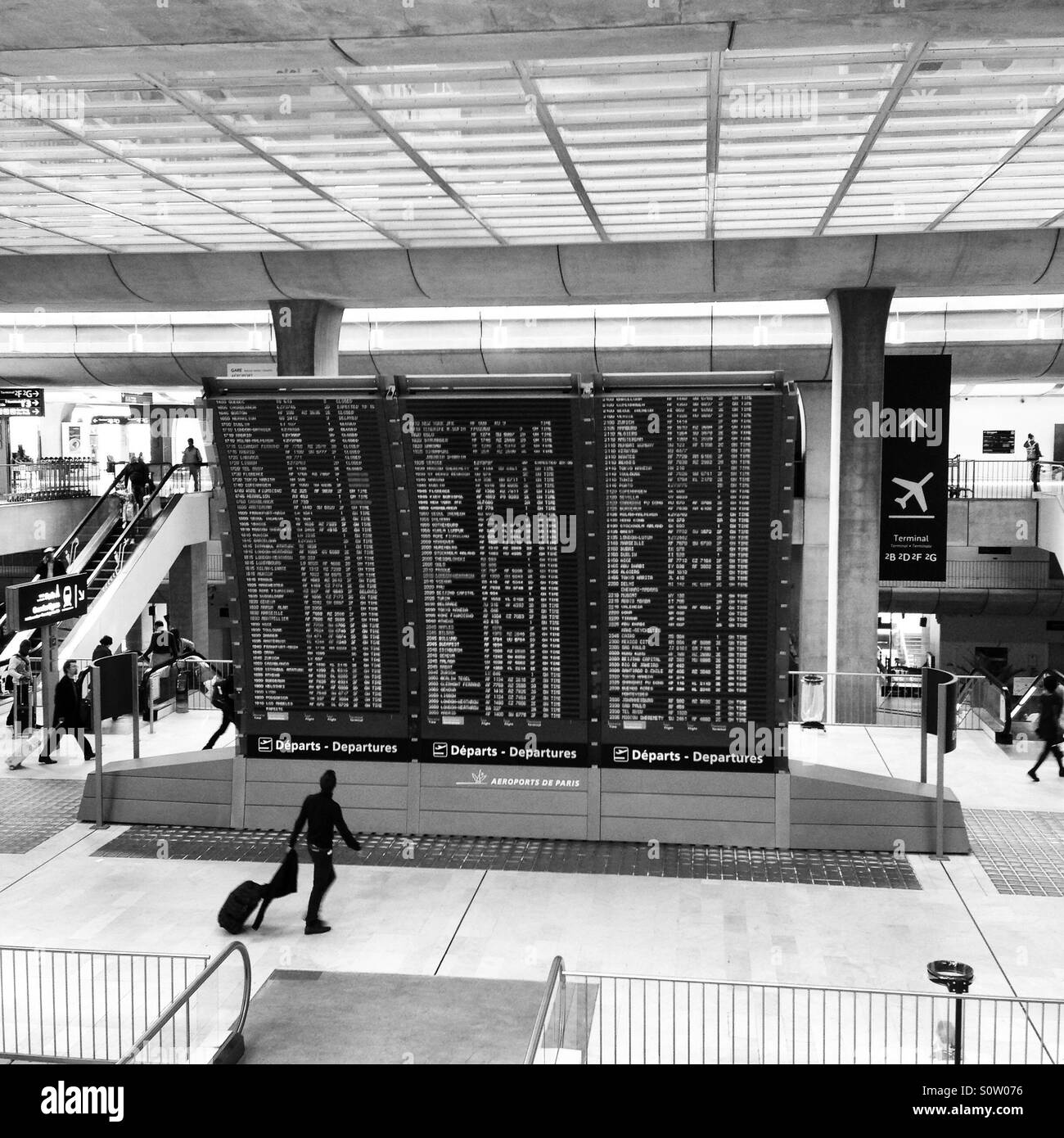 Train departures board at Charles de Gaulle airport - Smartphone Captured Stock Image