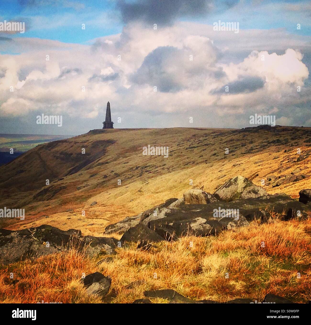 Stoodley Pike on the Pennine Way, Calderdale, Yorkshire. - Smartphone Captured Stock Image