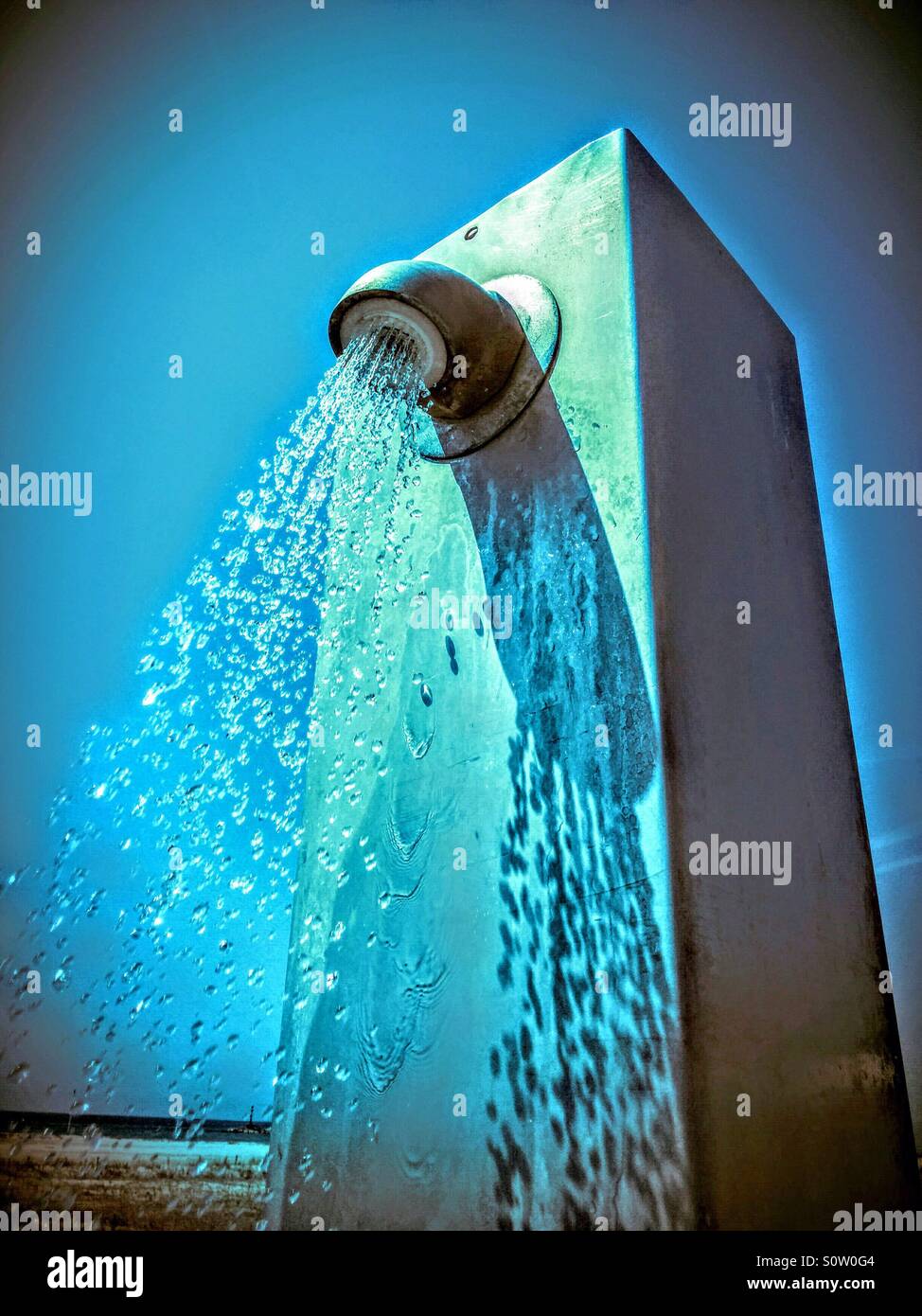 Shower on the beach. Cubelles, Catalonia, Spain Stock Photo Alamy