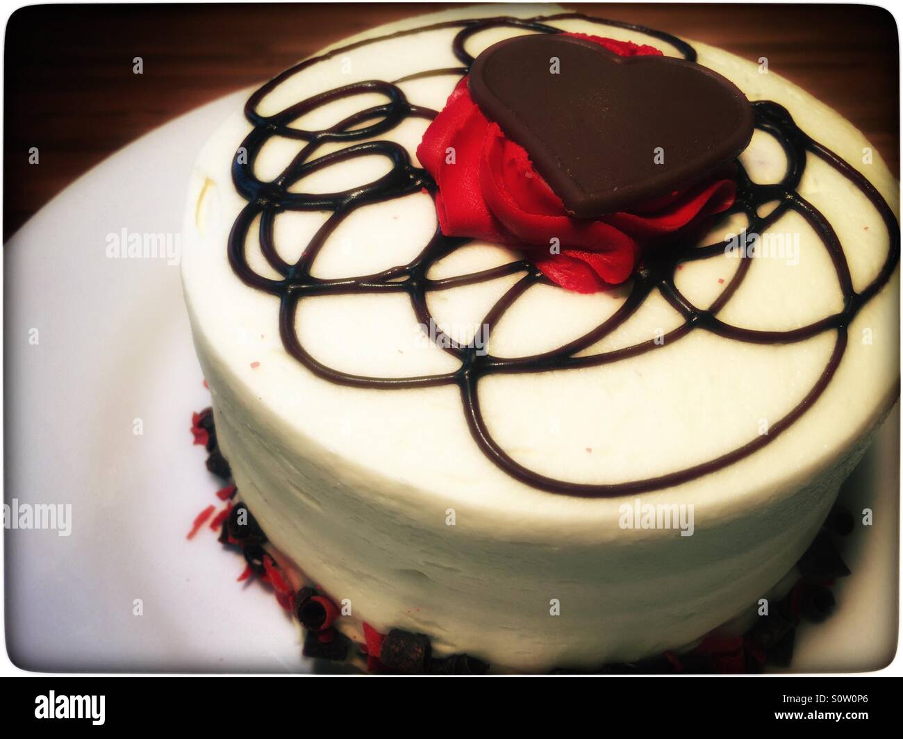 Valentines Day Red Velvet Cake With Cream Cheese Frosting And A