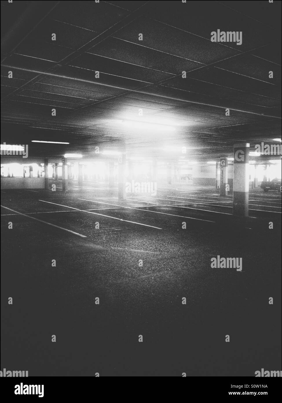 Carpark, heavy use of filters. - Smartphone Captured Stock Image