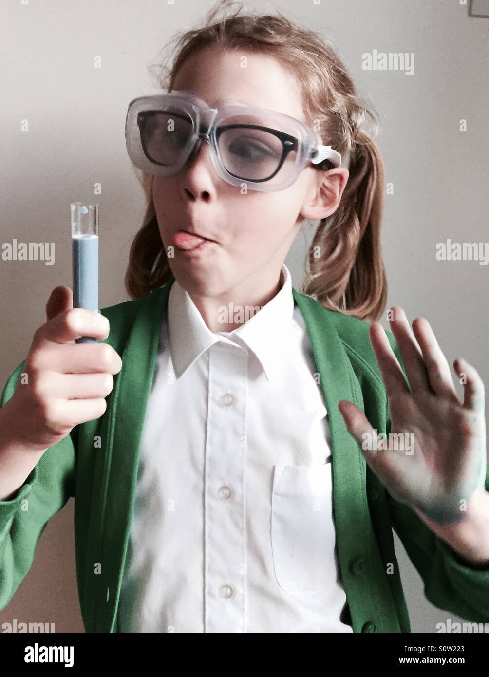 Thermometer girl Stock Photo