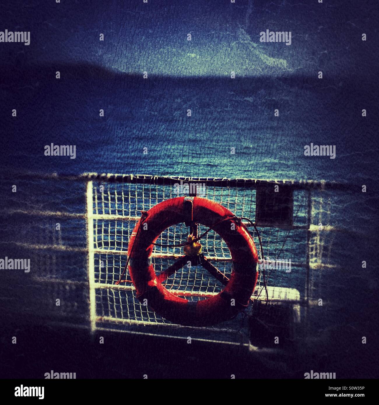 Life ring on board a boat Stock Photo Alamy