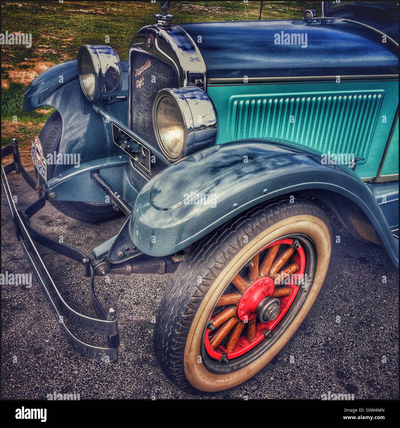 Front wheel of vintage car. - Smartphone Captured Stock Image