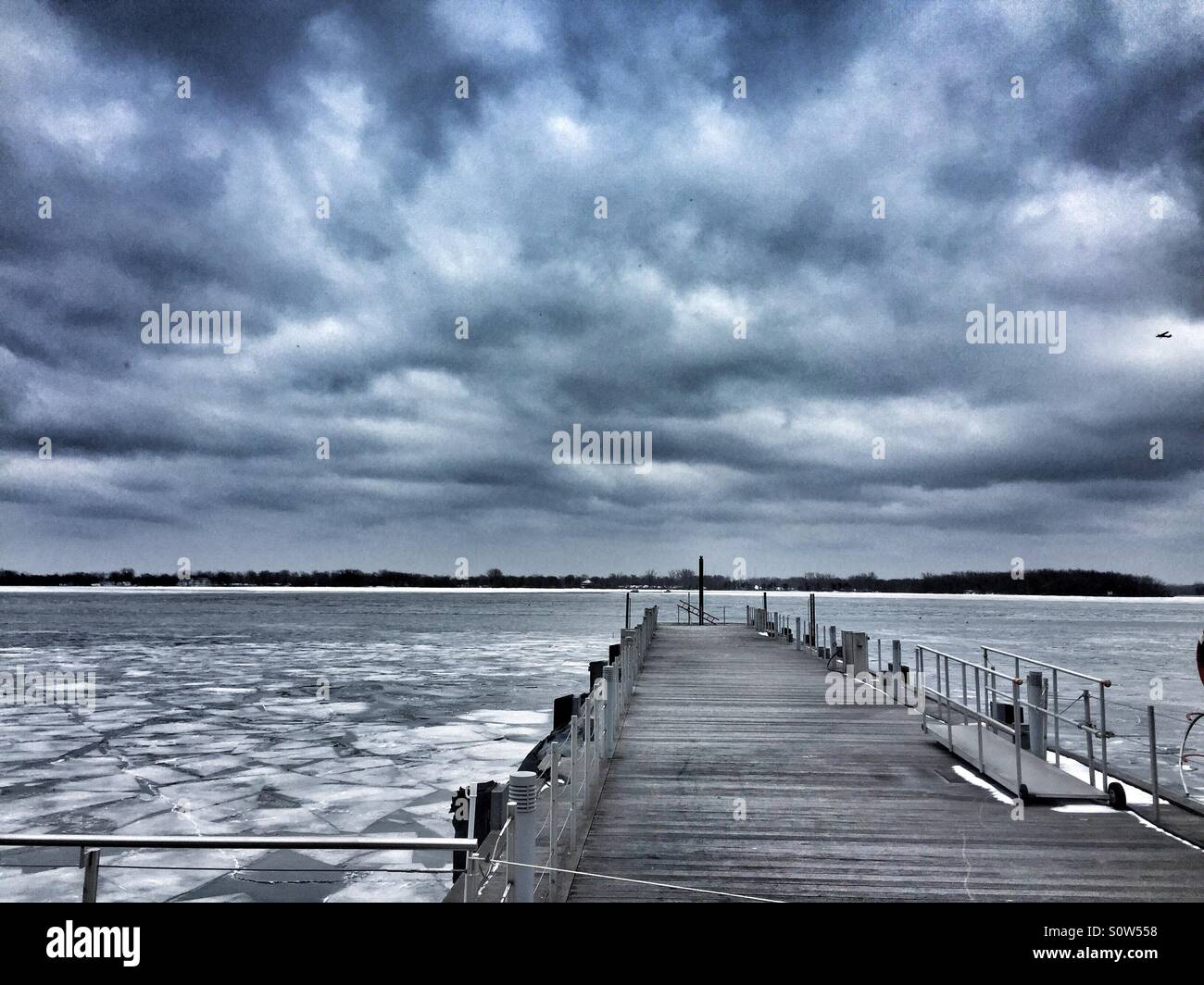 Cloudy winter day at Harbourfront, Toronto, ON, Canada - Smartphone Captured Stock Image