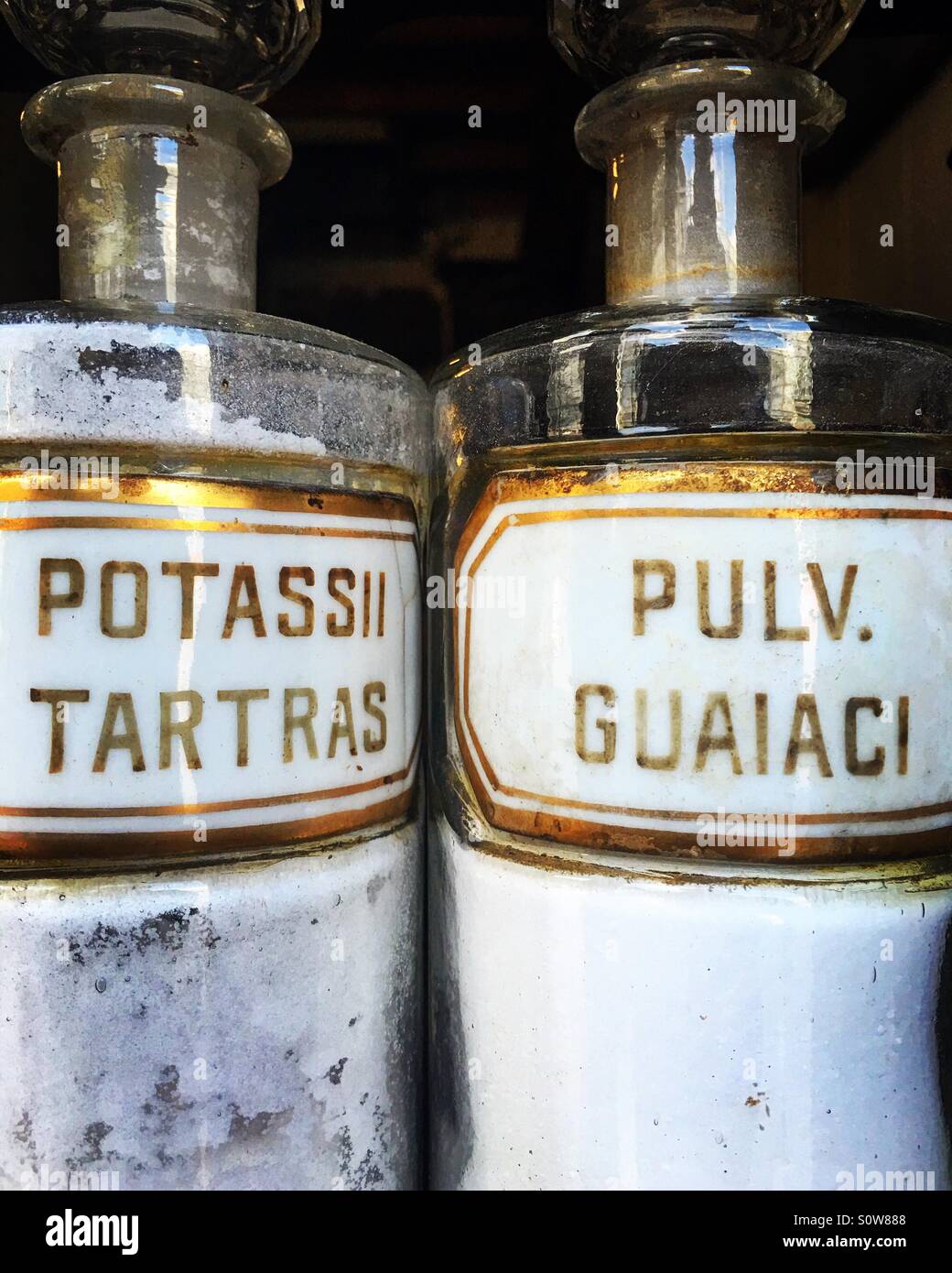 Oldfashioned glass chemical jars Stock Photo Alamy