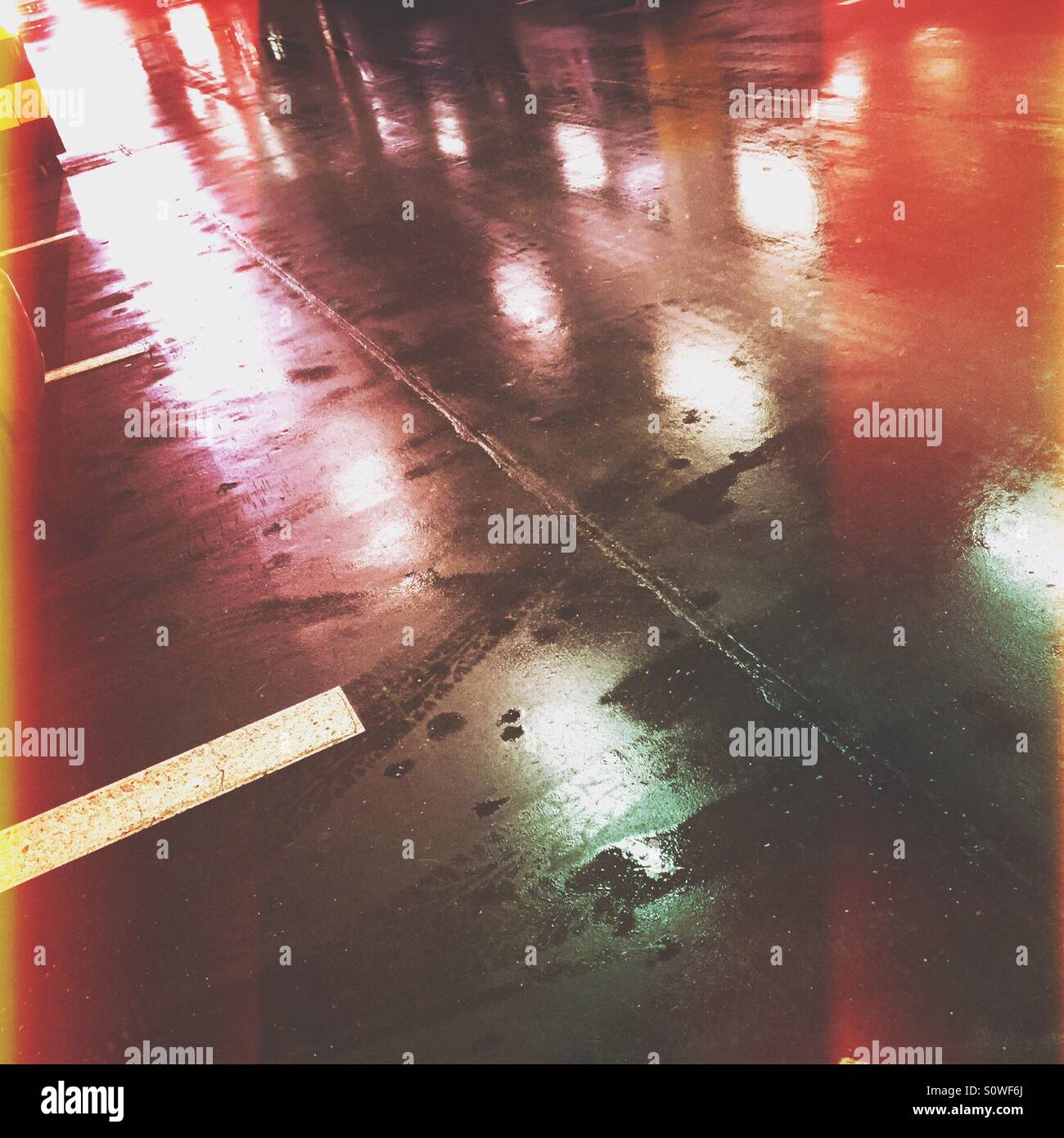 Wet parking lot Stock Photo Alamy