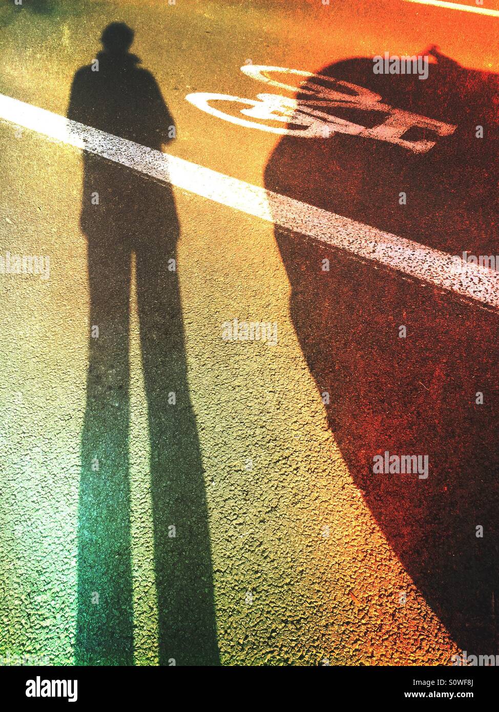 Bicycle lane street sign - Smartphone Captured Stock Image