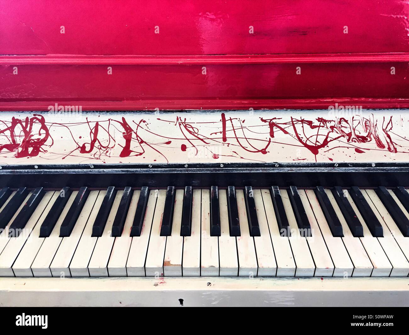 Old red piano - Smartphone Captured Stock Image