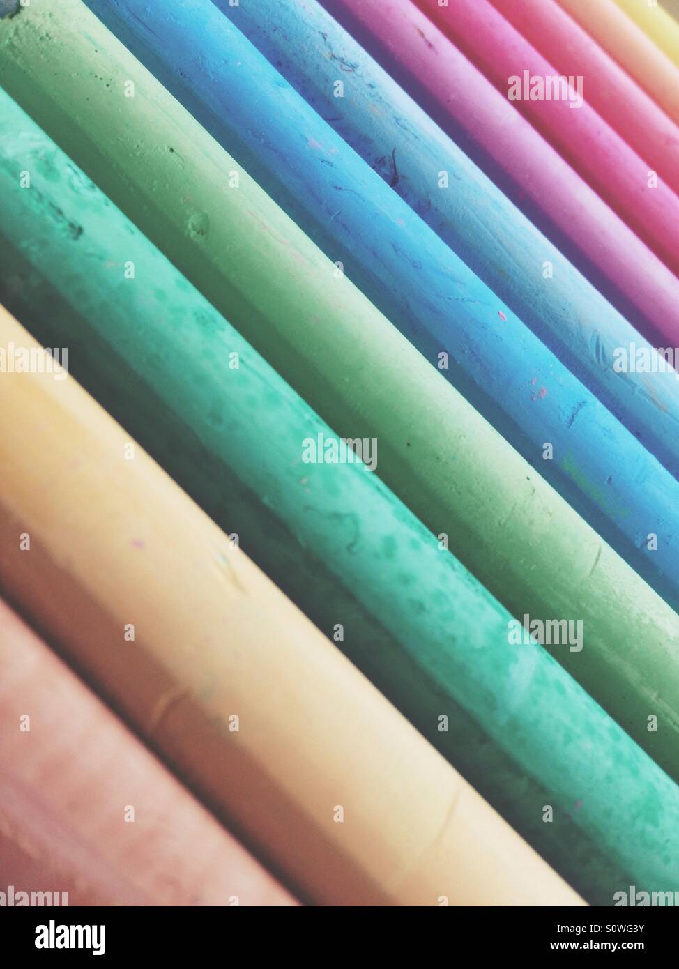 Abstract of pastel colored sticks of chalk - Smartphone Captured Stock Image