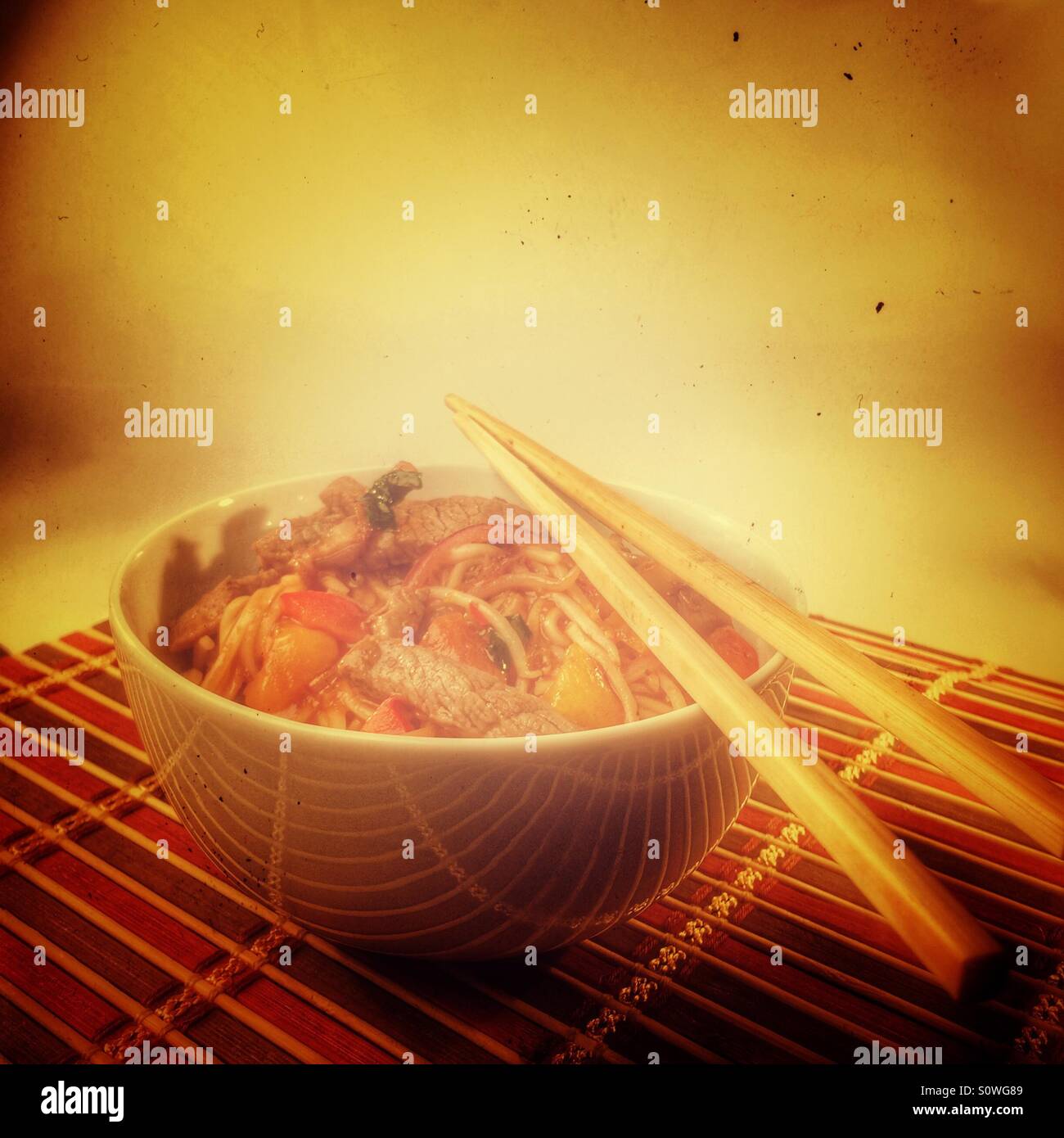 Oriental meal beef chow mein Stock Photo