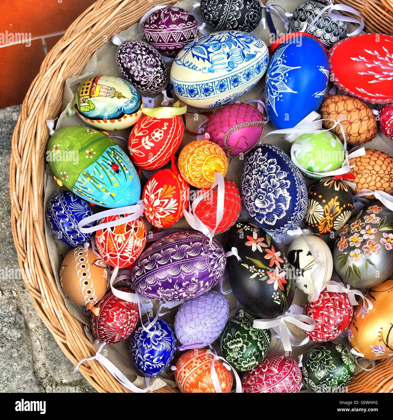 Handmade Easter eggs Stock Photo