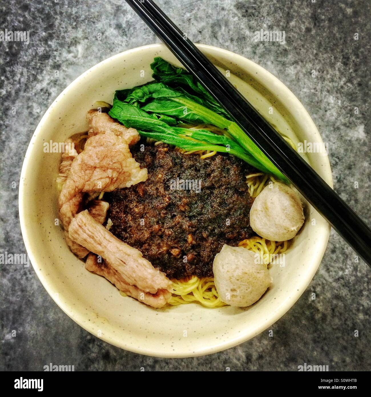 Beef ball and sliced beef noodles - Smartphone Captured Stock Image