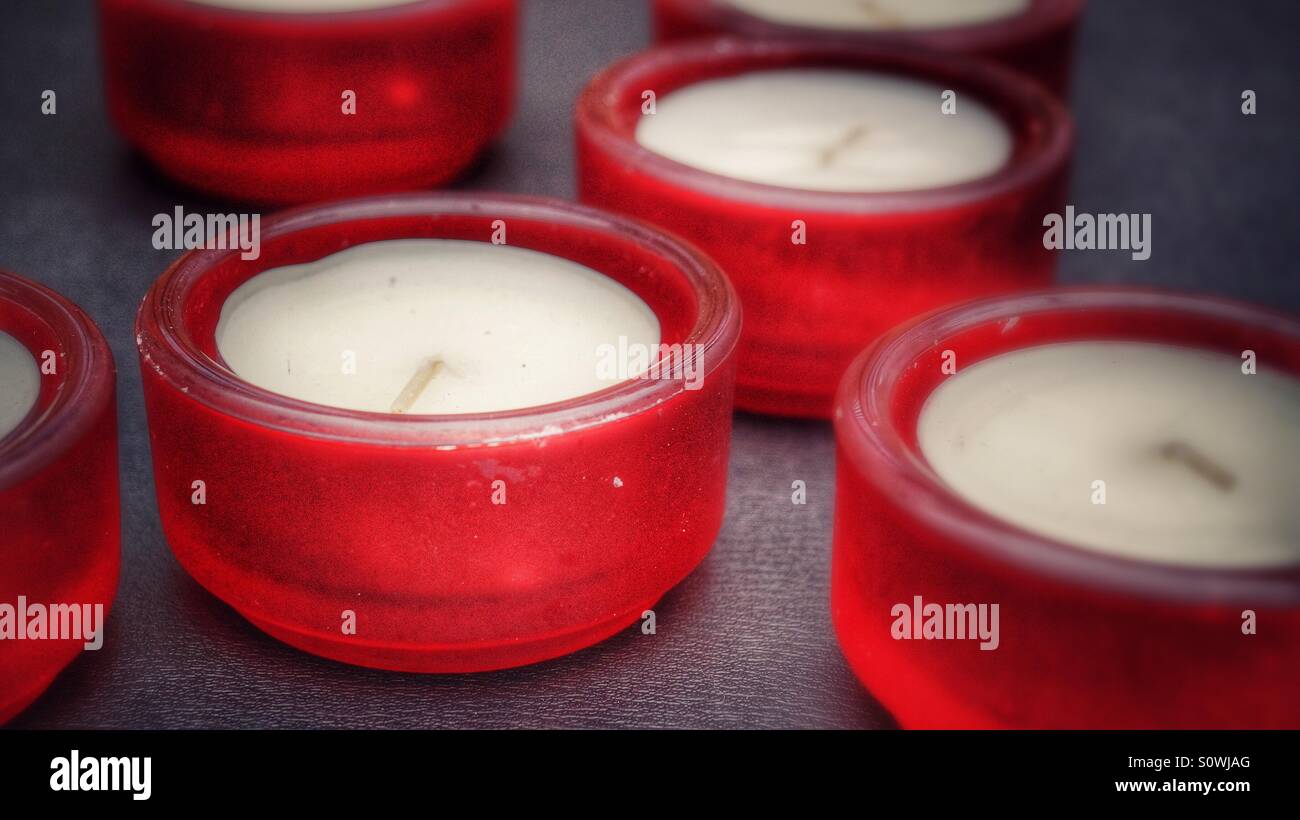 Red tea light holders - Smartphone Captured Stock Image
