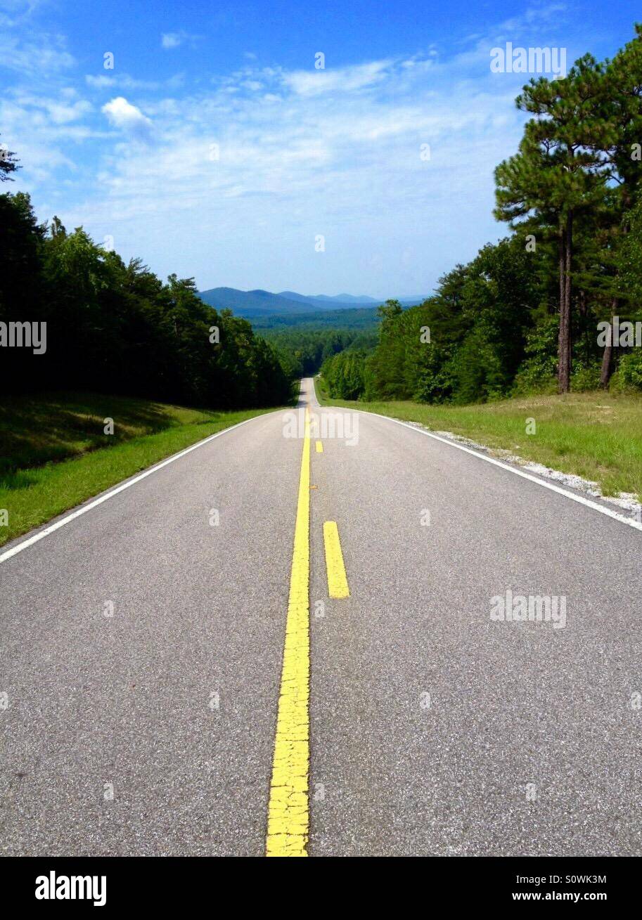 Alabama State Road 281 heading towards the Southern trailing foothills of the Appalachian Mountain Range, July 2012 - Smartphone Captured Stock Image Alabama State Road 281 heading towards the Southern trailing foothills of the Appalachian Mountain Range, July 2012 - Smartphone Captured Stock Image