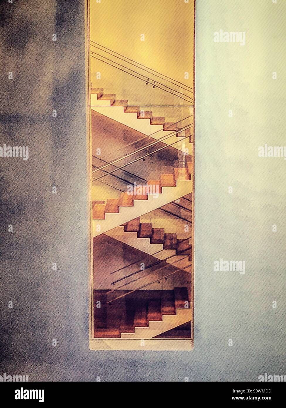 Staircase zigzag design in an interior cut out stairwell Stock Photo ...