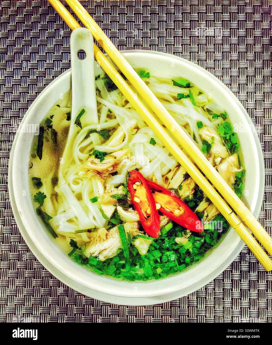 Vietnamese chicken pho - Smartphone Captured Stock Image